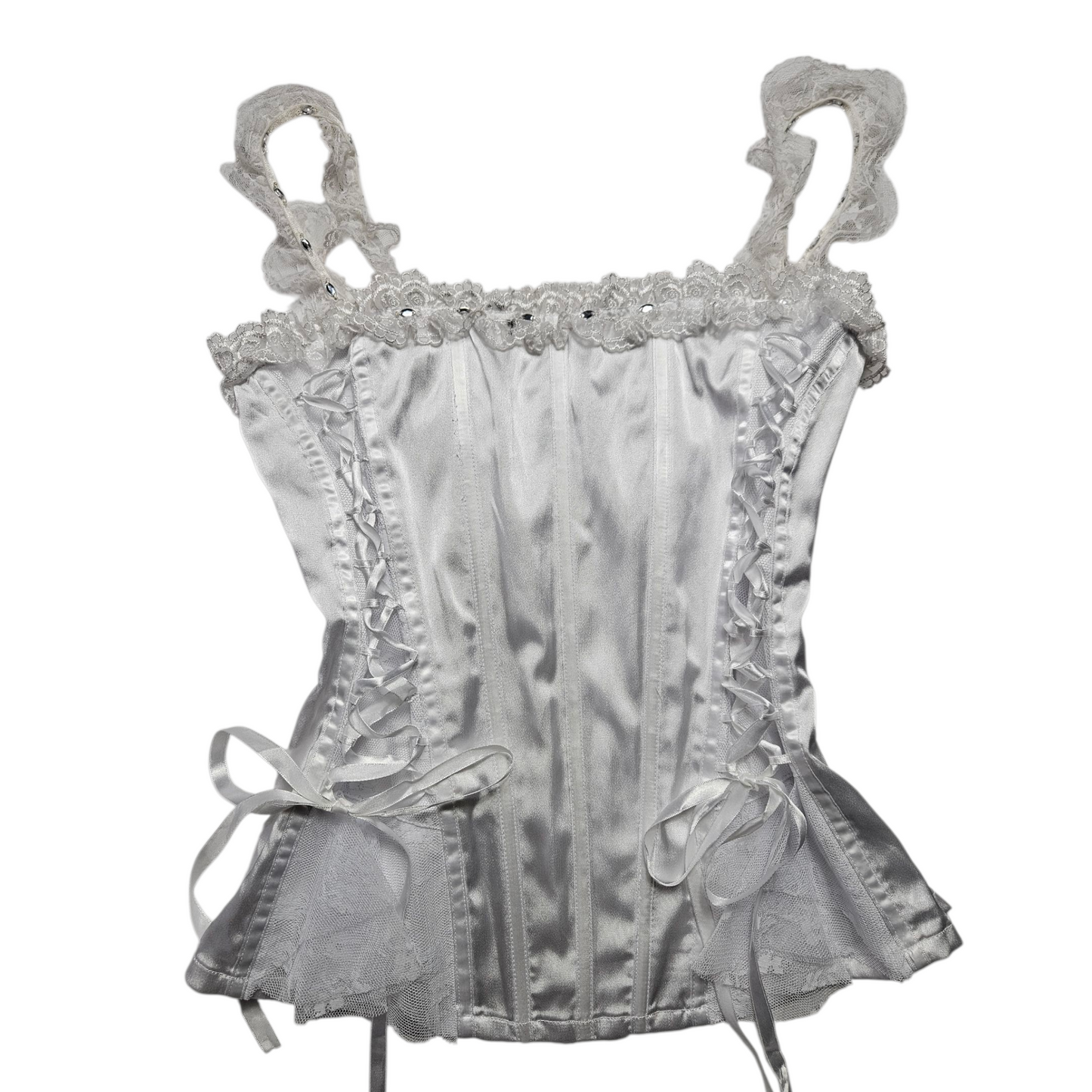 Haut esprit corset blanc satiné