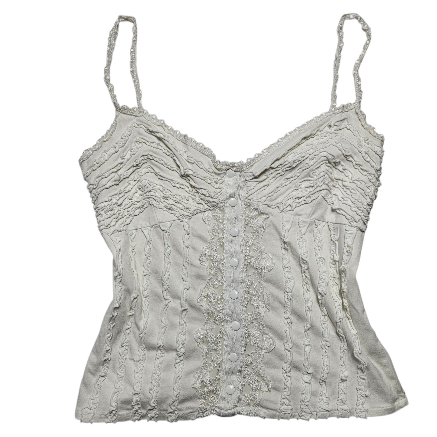 Haut blanc détails volants et boutonnage