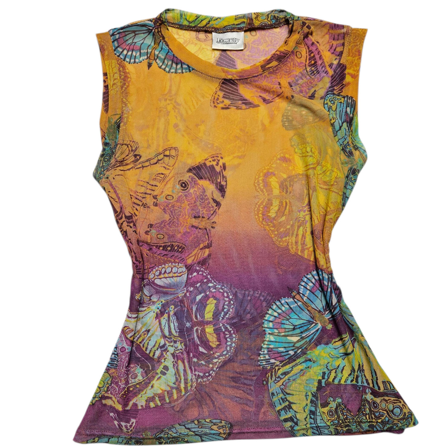 Haut en voile motif papillon multicolore