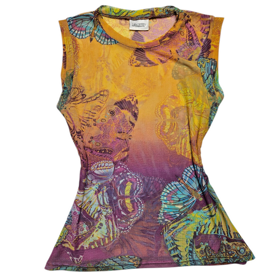 Haut en voile motif papillon multicolore