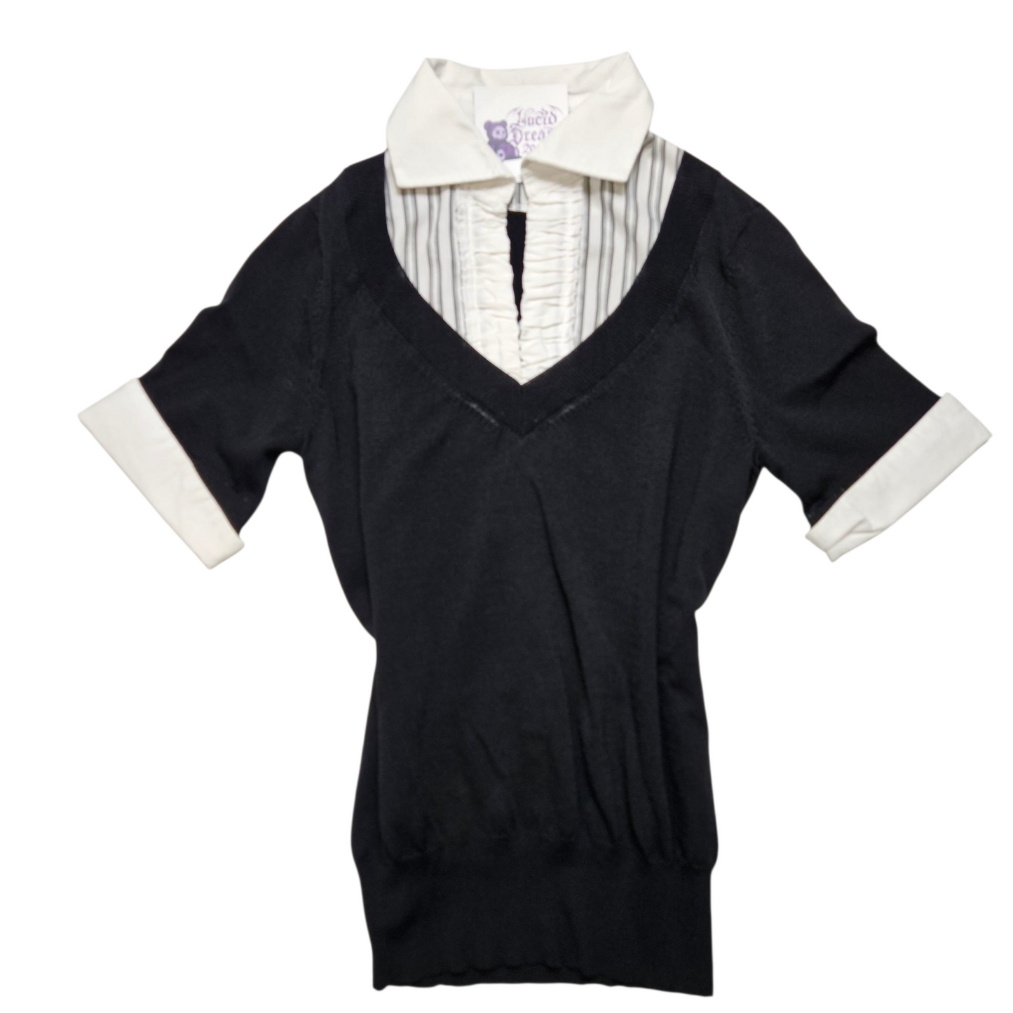 Haut en superposition col chemise