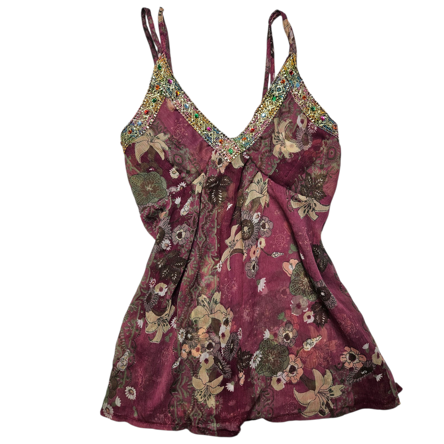 Haut en voile décolleté brodé