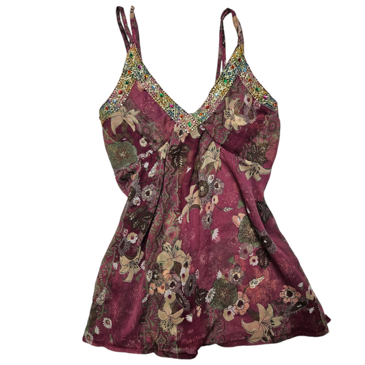 Haut en voile décolleté brodé