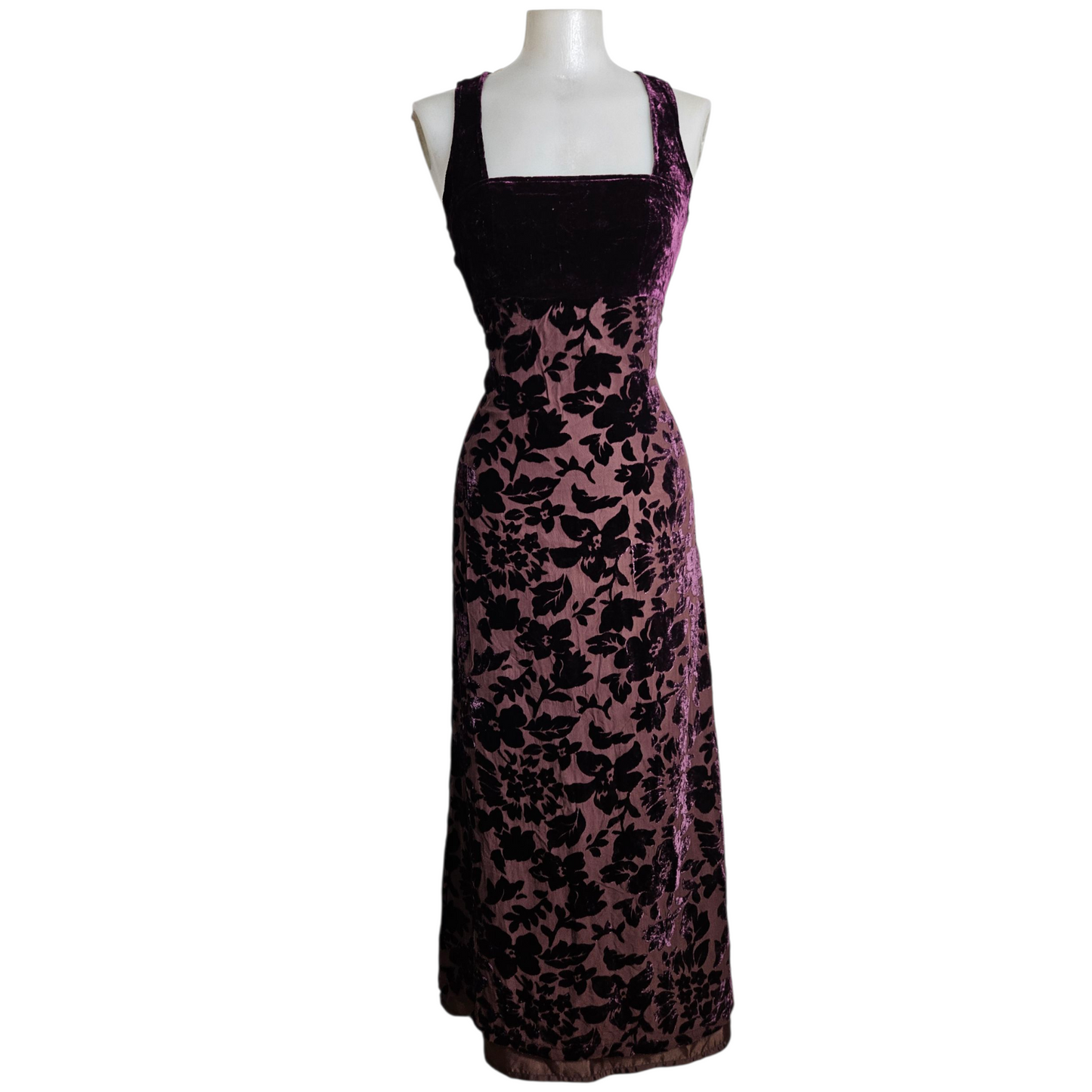 Robe en soie motif en velours ras