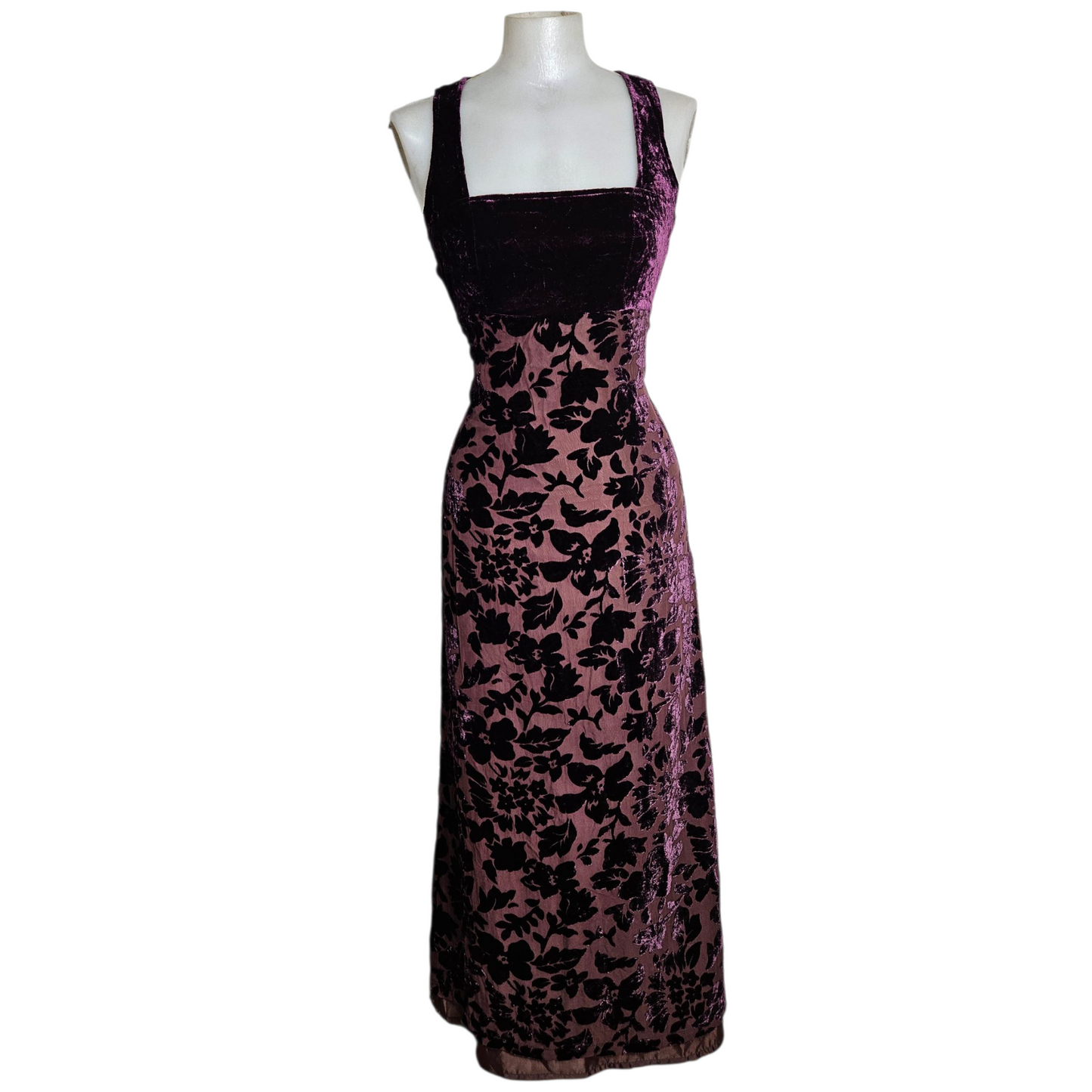 Robe en soie motif en velours ras