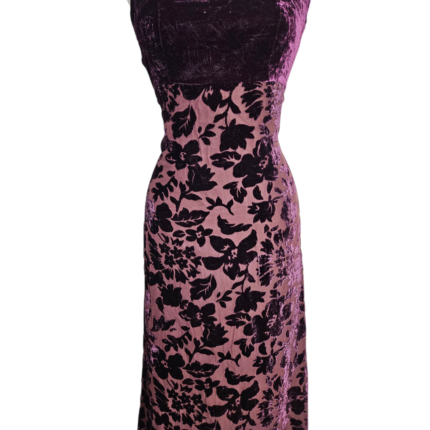 Robe en soie motif en velours ras