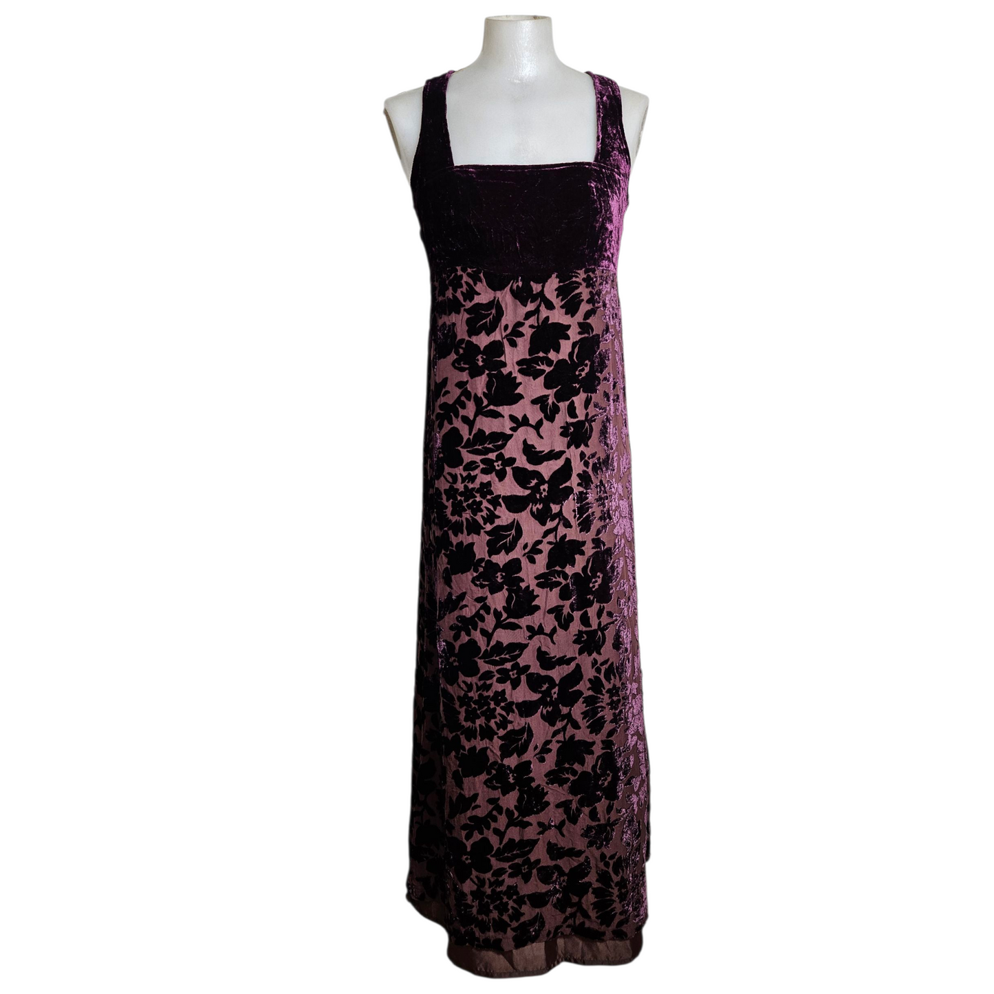 Robe en soie motif en velours ras
