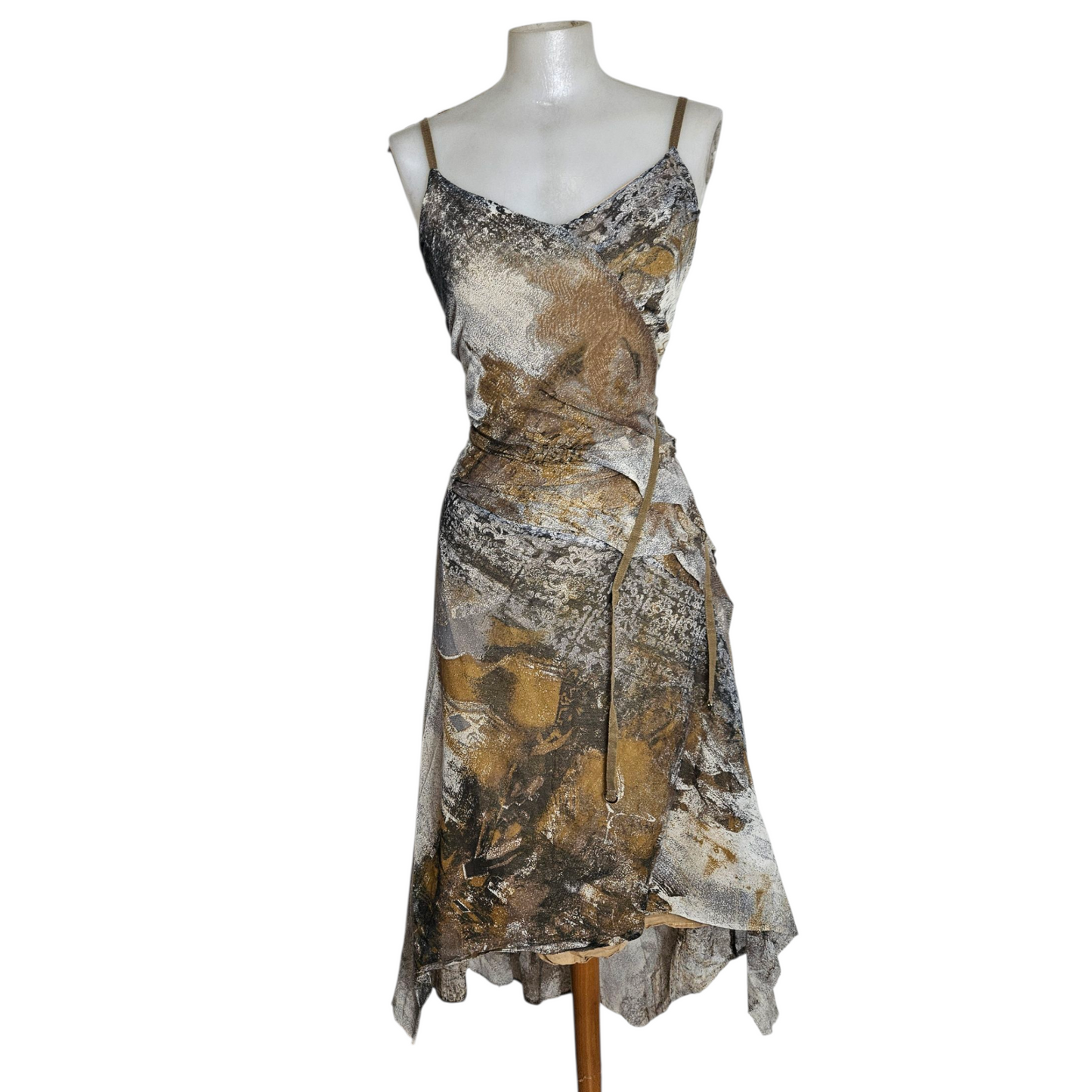 Robe asymétrique tons gris et beige