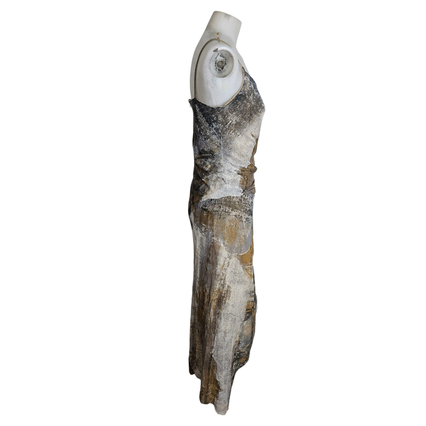 Robe asymétrique tons gris et beige