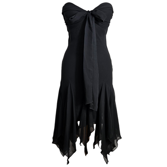 Robe dos nu asymétrique en voile noir