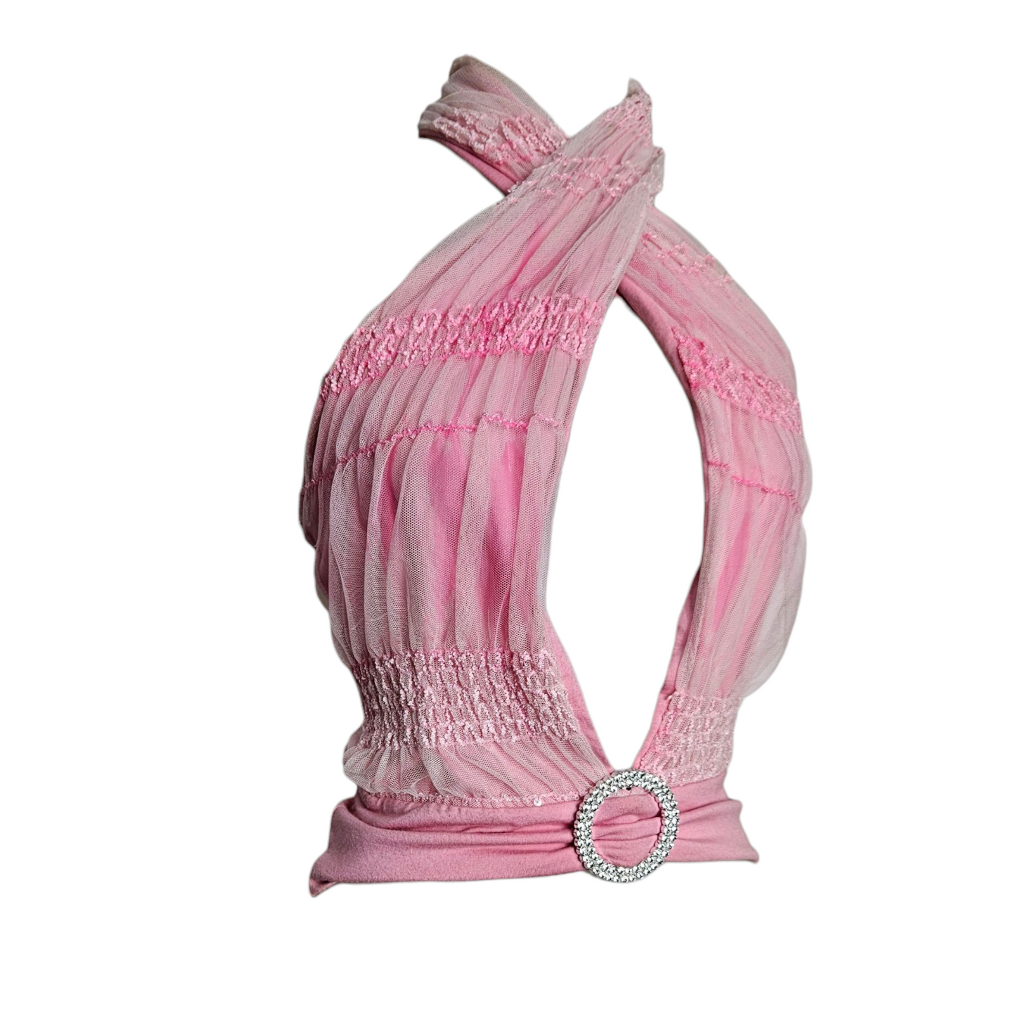 Haut dos nu échancré boucle en strass