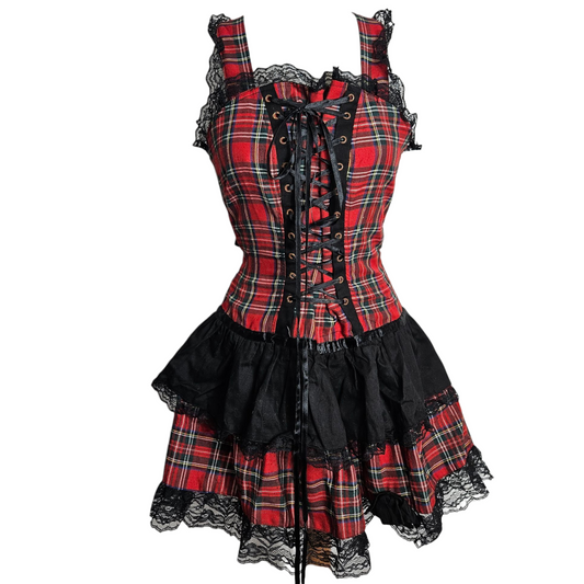 Robe tartan avec laçage