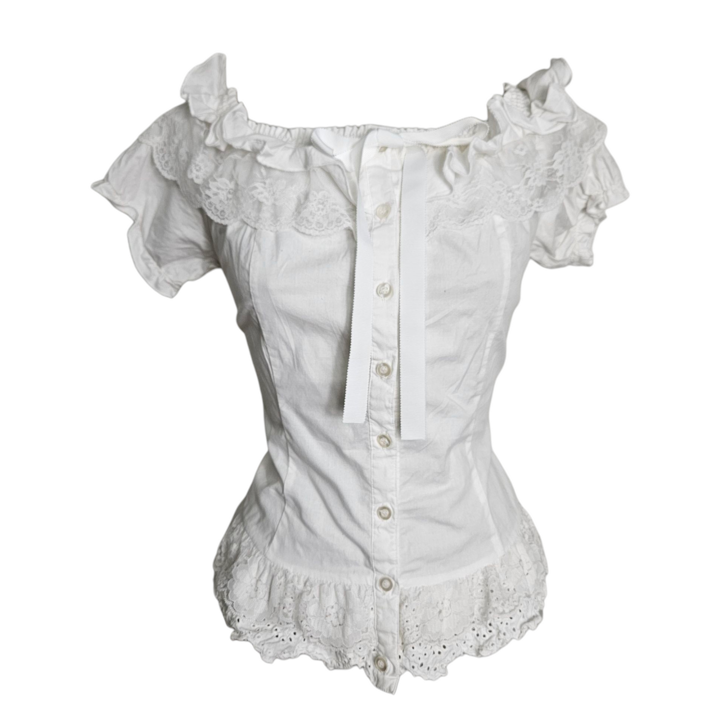 Haut romantique avec manches légèrement bouffantes