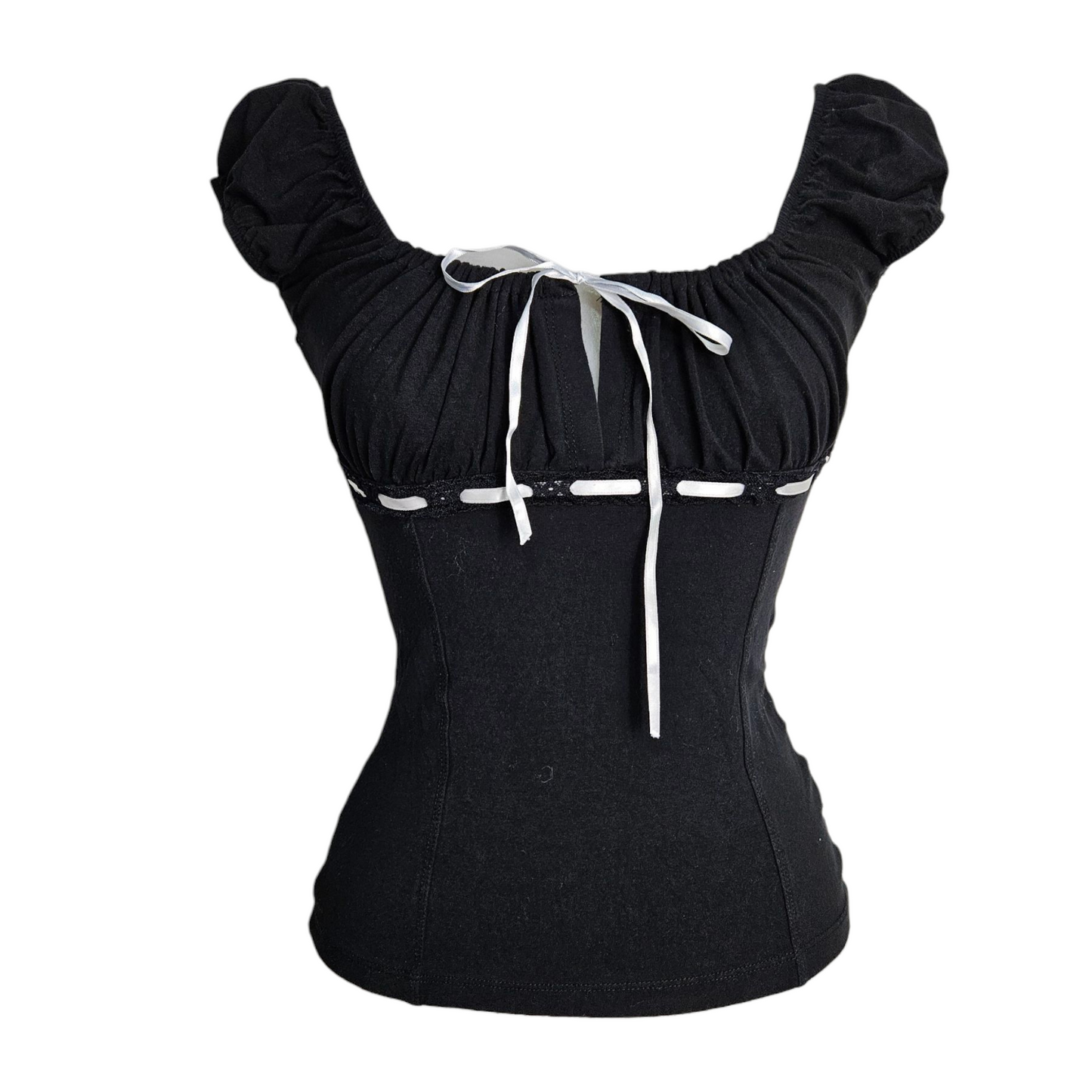 Haut romantique noir détails laçage