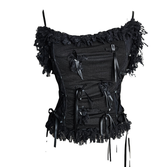 Haut esprit corset voile, dentelle et rubans