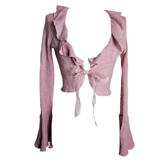 Boléro à volants rose poudré