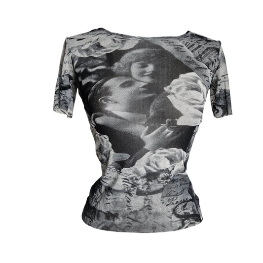 Haut en voile à motif tons gris