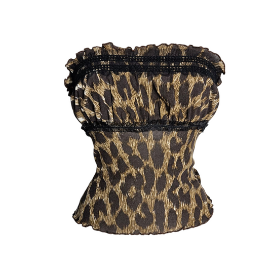 Haut strapless en voile léopard