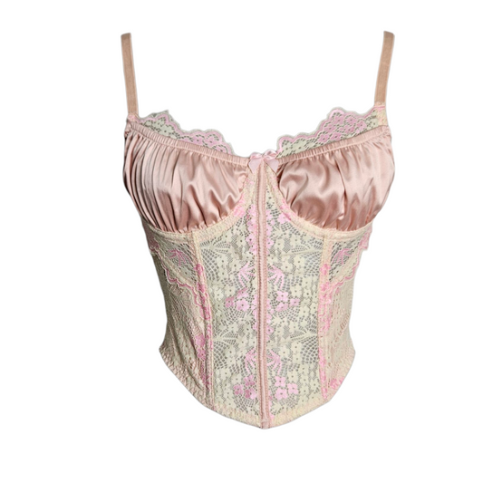 Haut esprit corset satin et dentelle