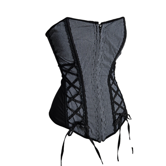 Haut esprit corset à rayures et laçage