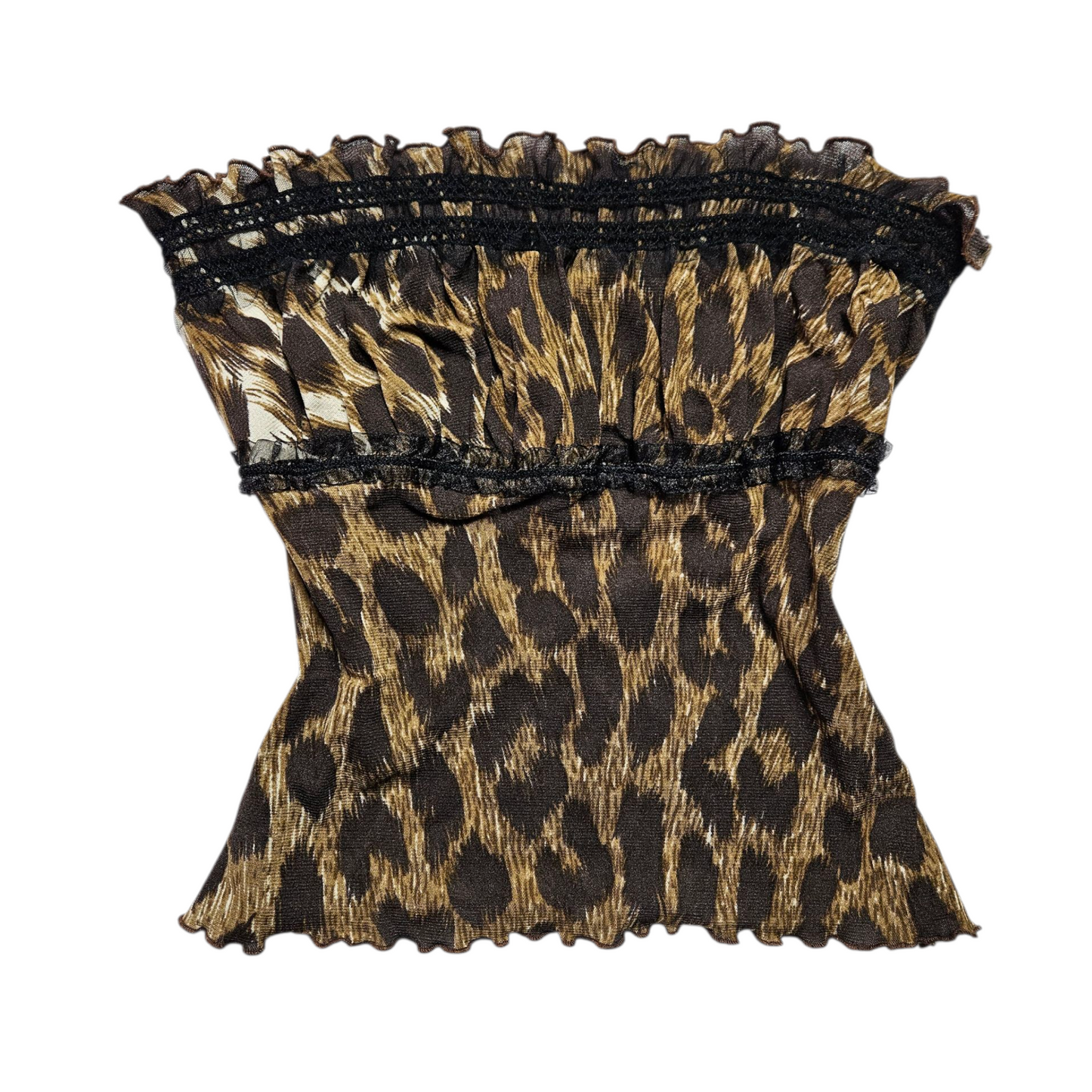 Haut strapless en voile léopard