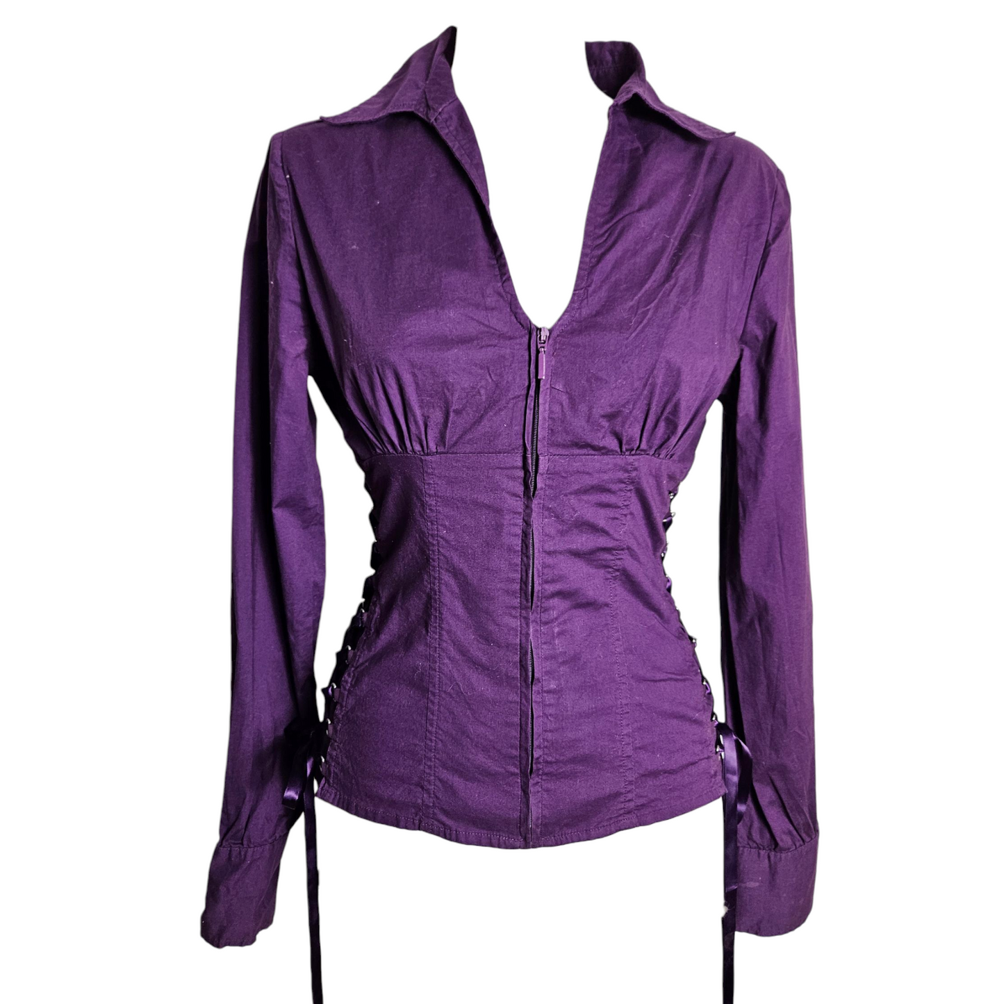 Chemise à zip détails laçage