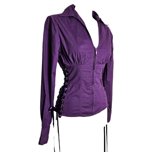 Chemise à zip détails laçage