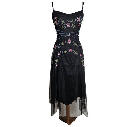 Robe asymétrique en voile brodé René Derhy