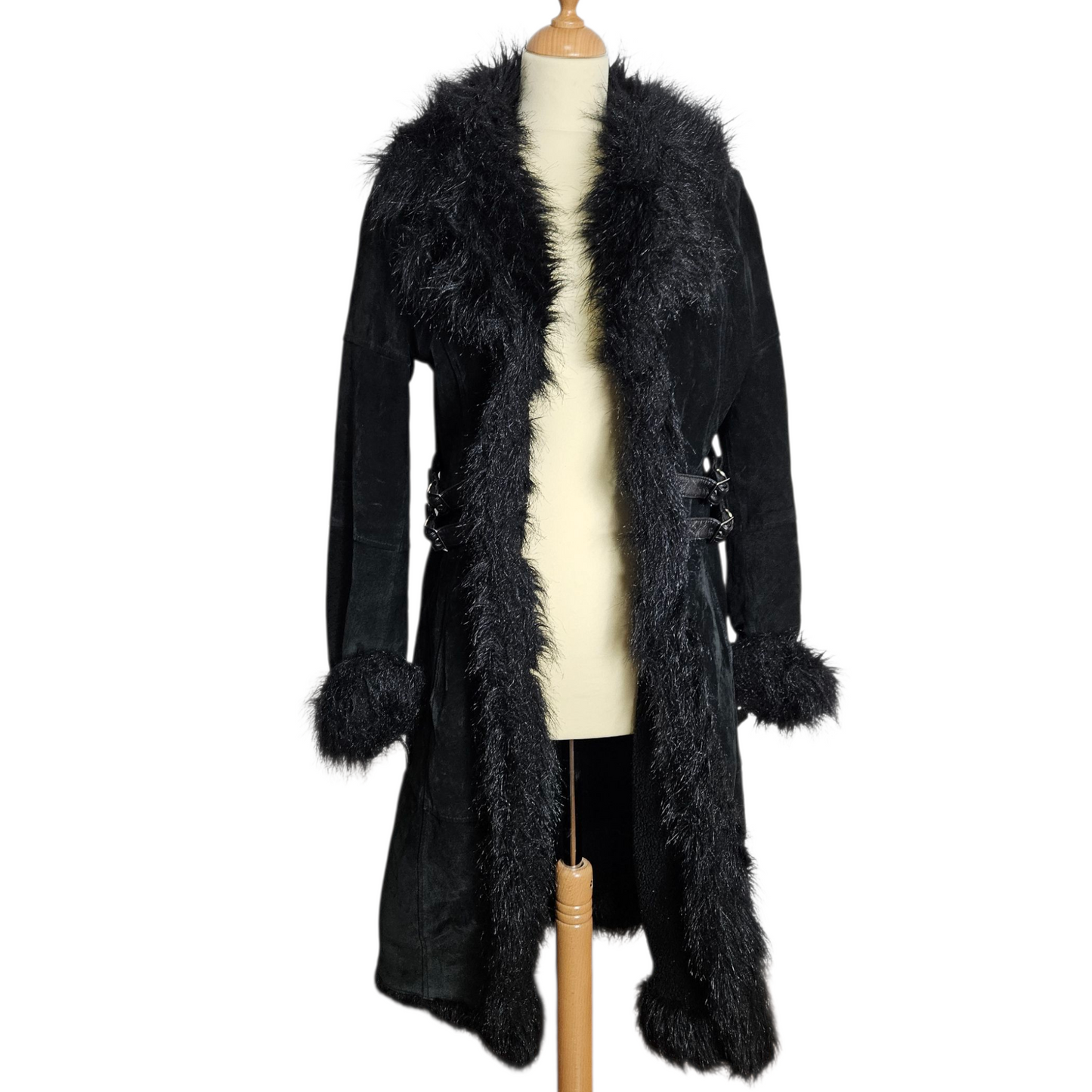 Afghan coat en cuir à sangles