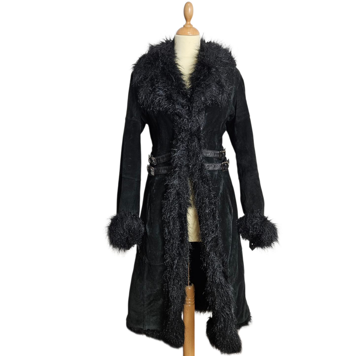 Afghan coat en cuir à sangles