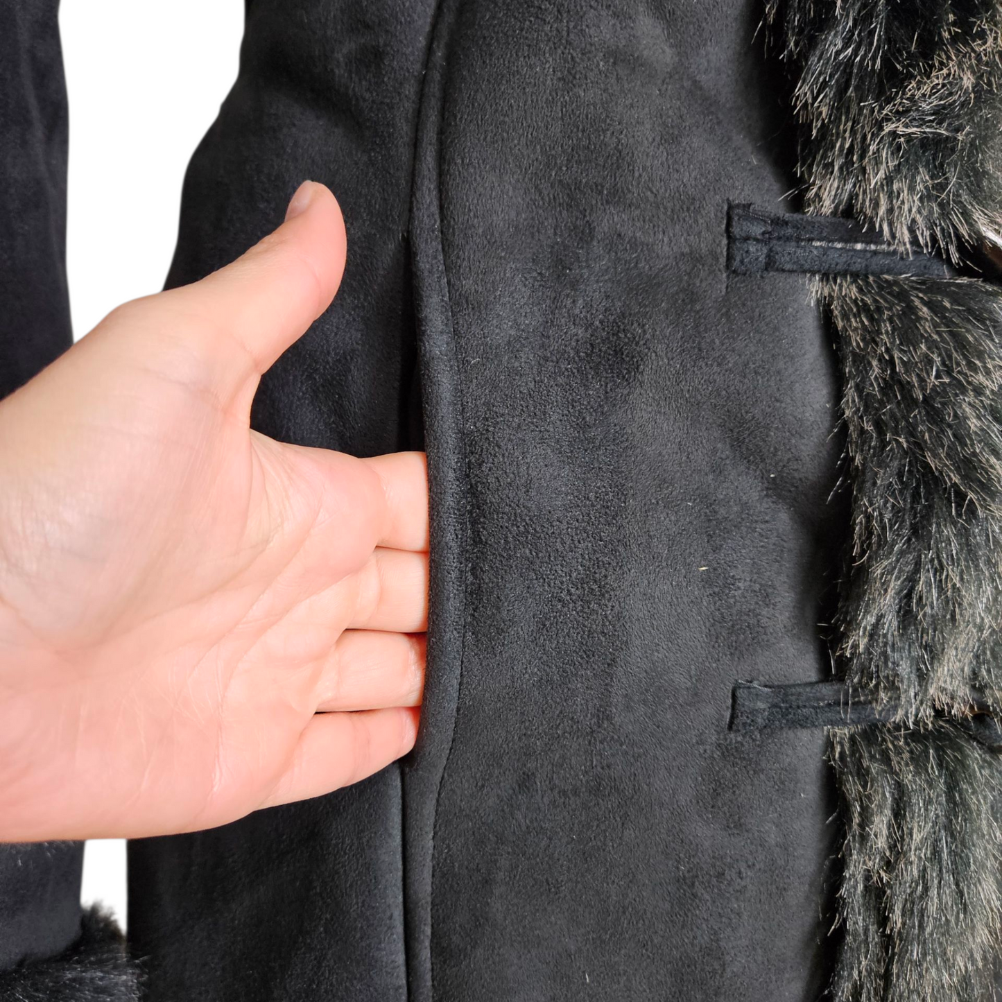 Afghan coat similicuir et fausse fourrure
