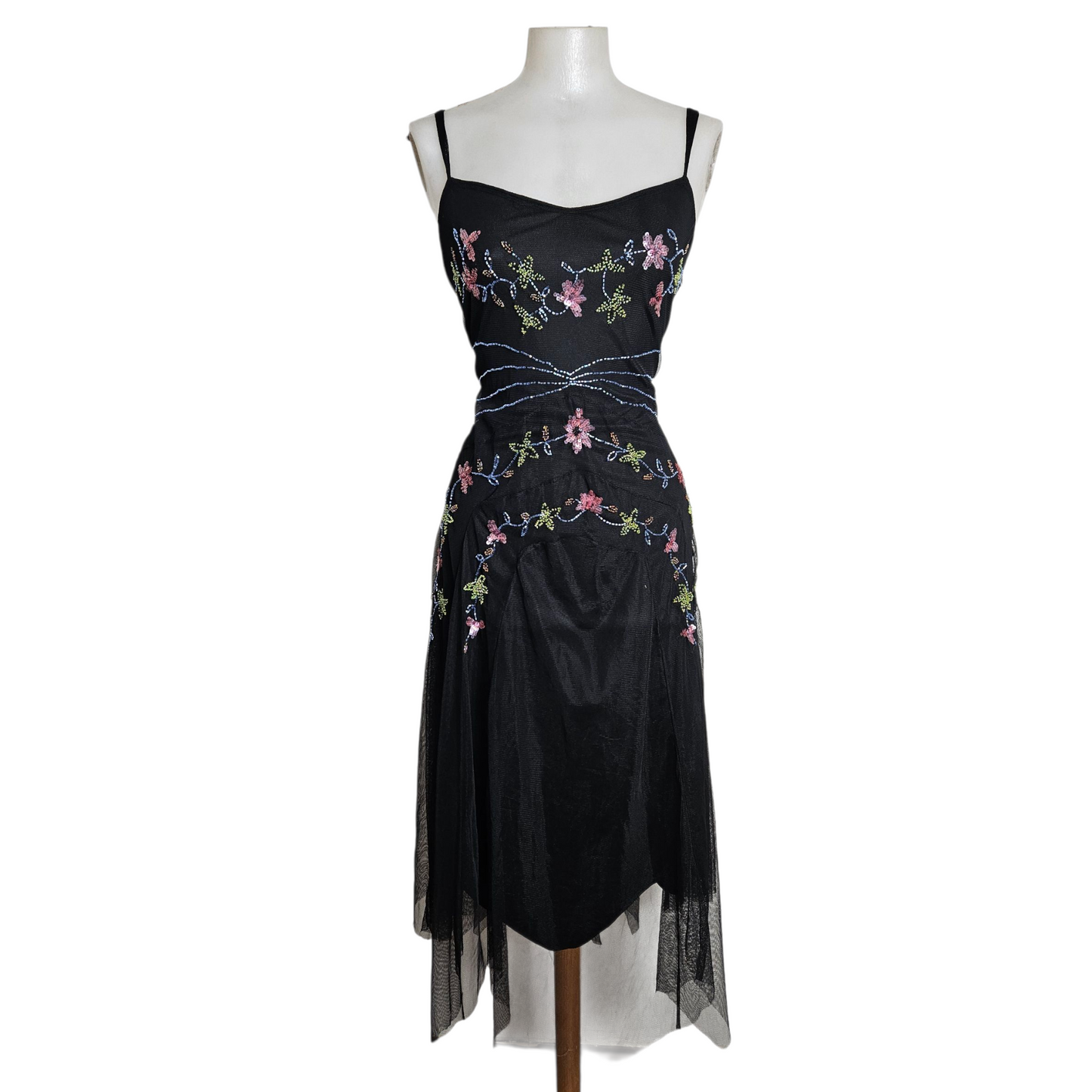 Robe asymétrique en voile brodé René Derhy