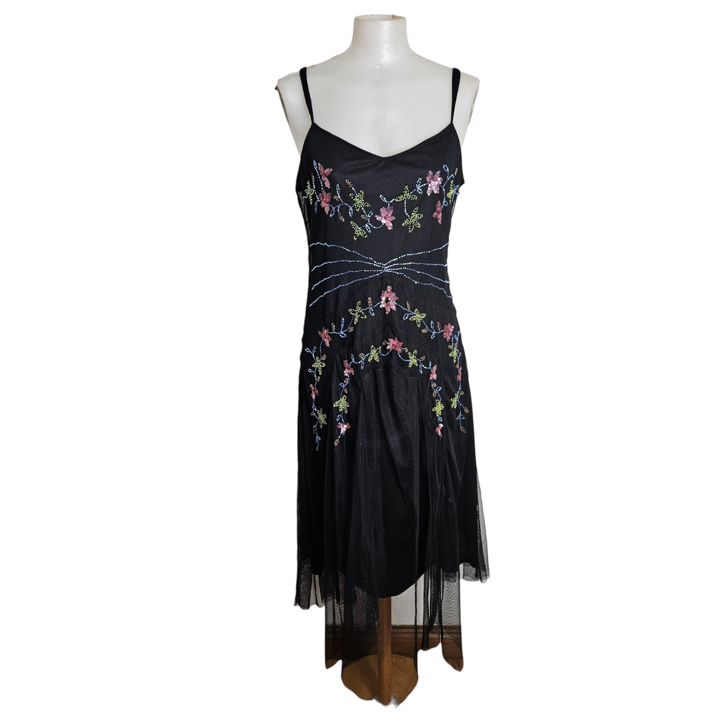 Robe asymétrique en voile brodé René Derhy