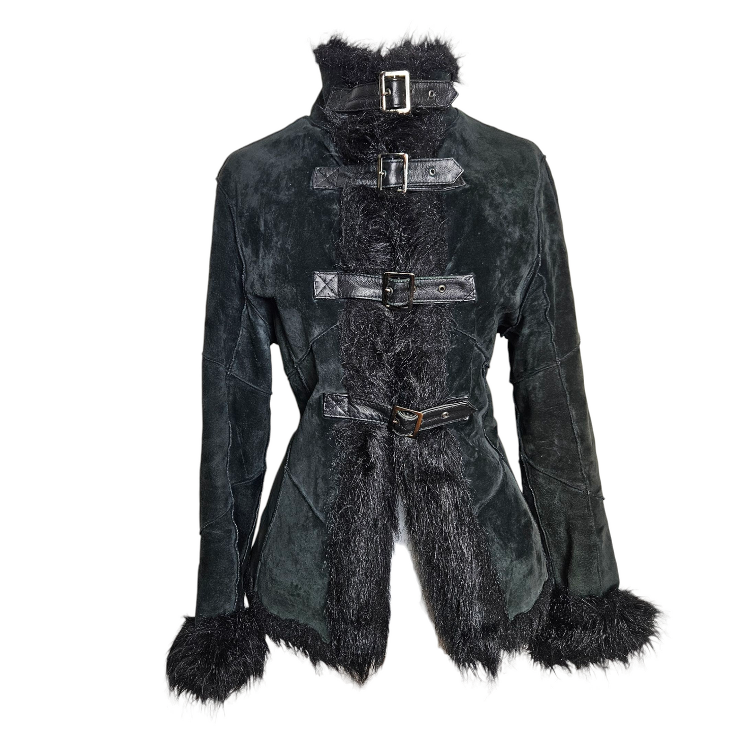 Manteau en cuir et fausse fourrure