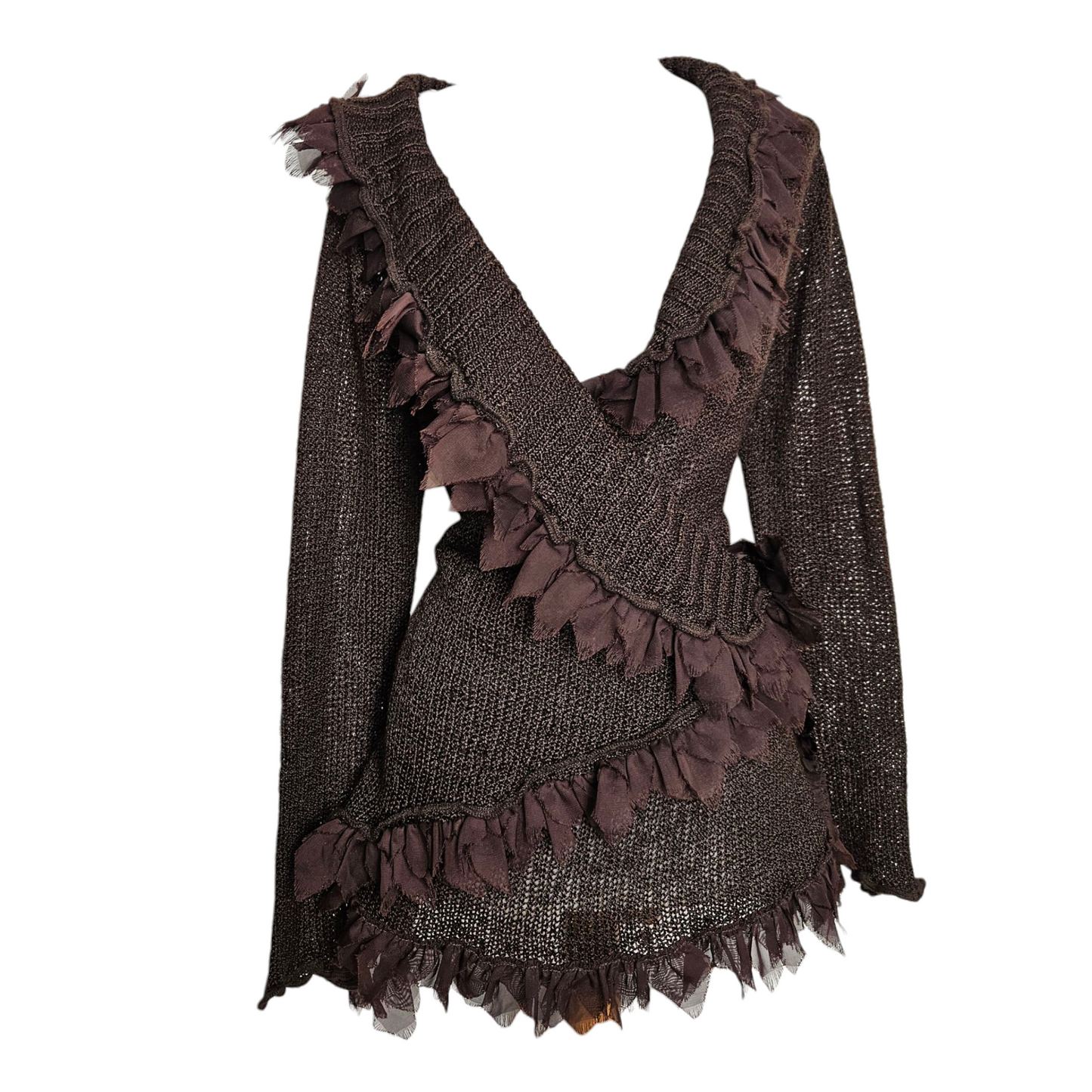 Cache coeur en crochet marron