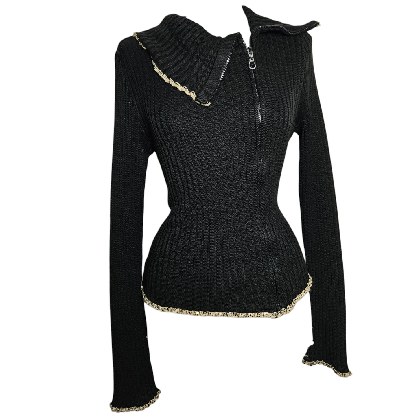 Pull côtelé à zip