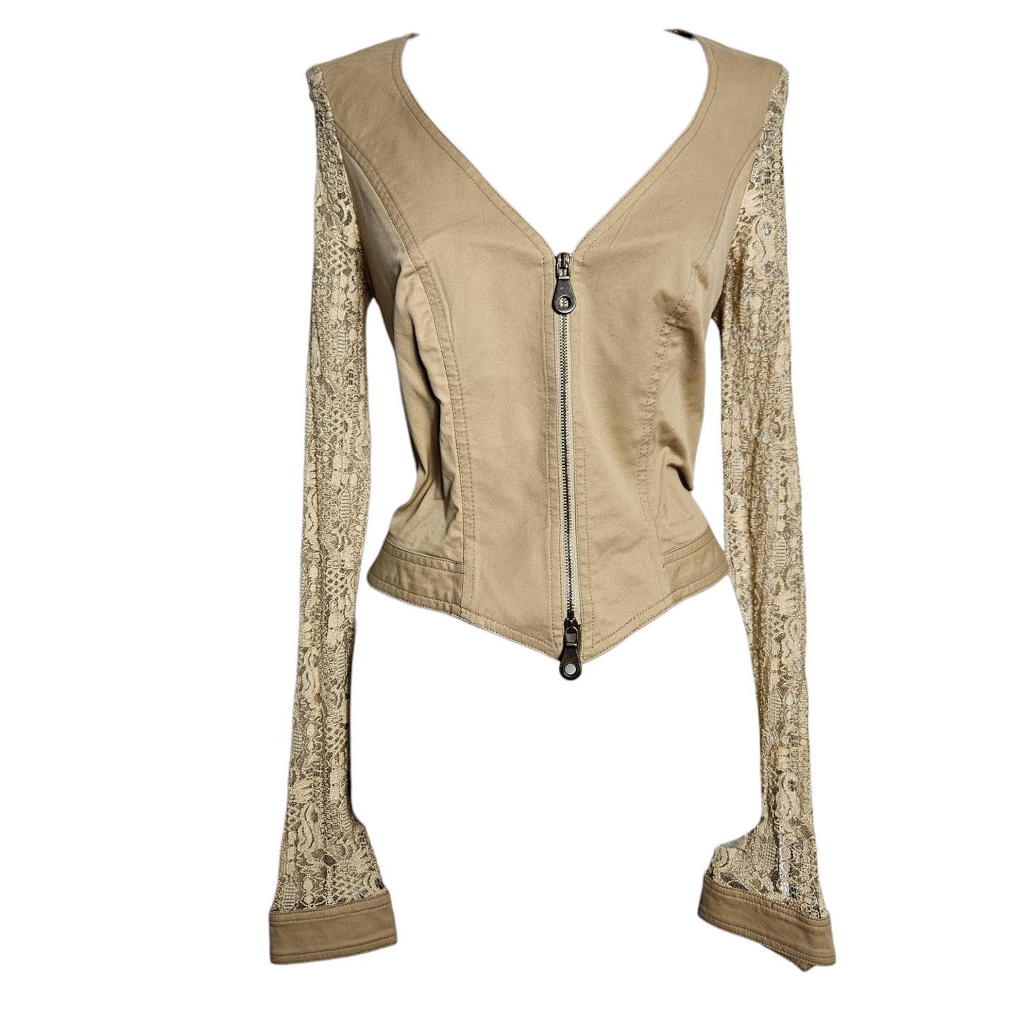 Haut à double zip dos dentelle