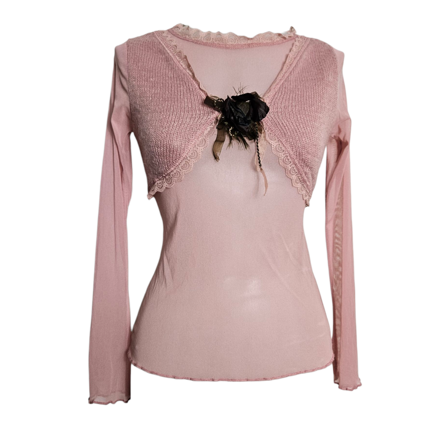 Haut en voile et ccrochet rose poudré