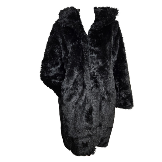 Manteau fausse fourrure à capuche