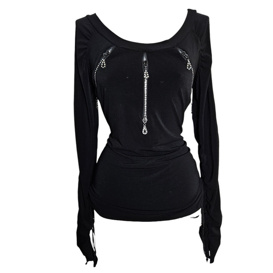 Haut plissé détails zip