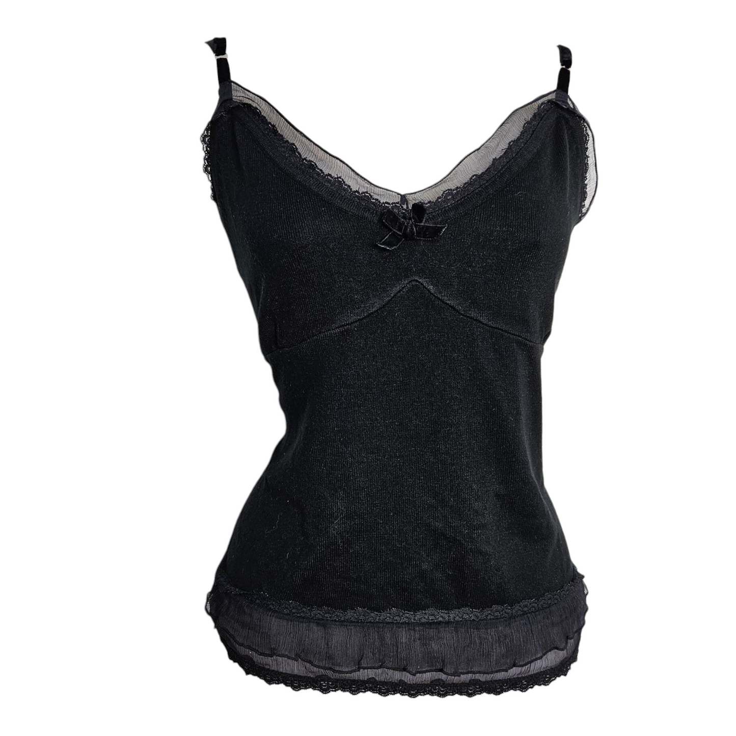 Débardeur noir détails voile et noeud