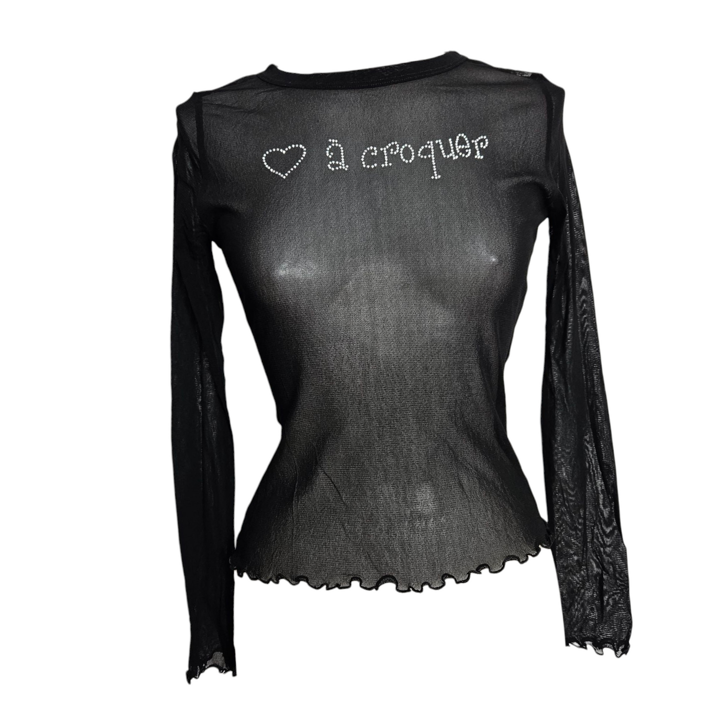 Haut en voile inscription en strass