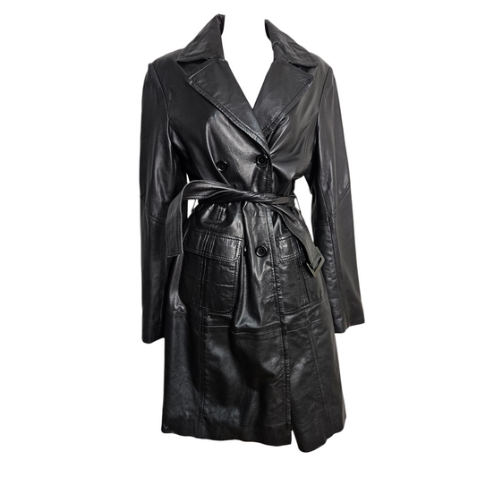 Trench en cuir mi long