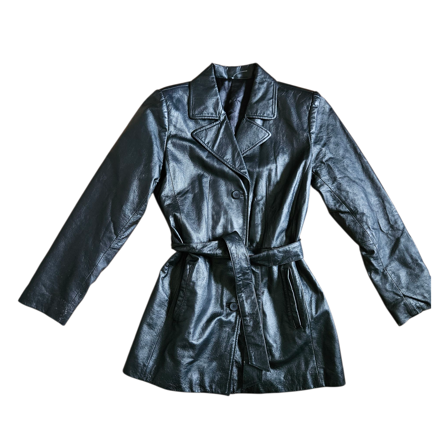 Trench court en cuir