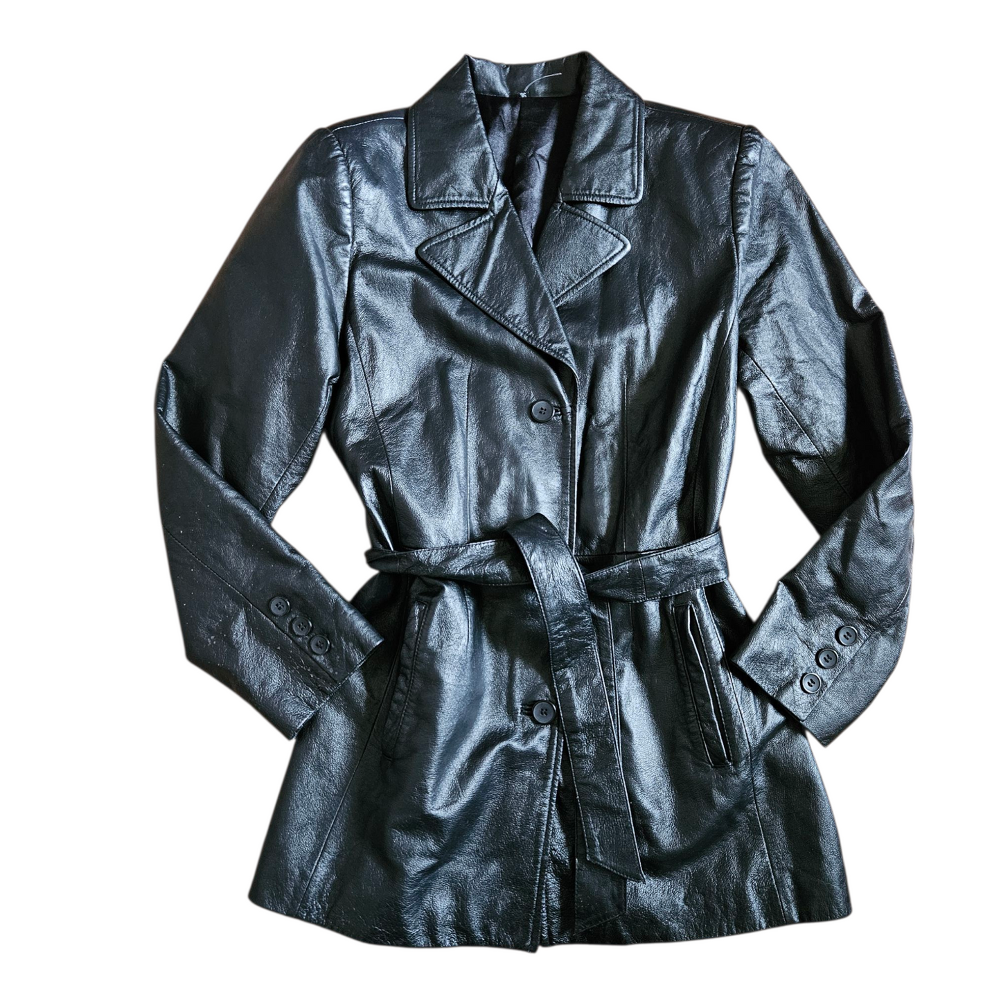 Trench court en cuir