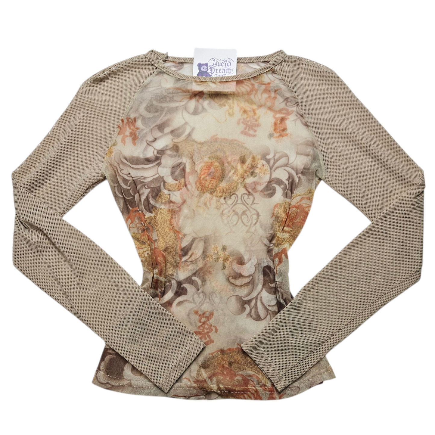 Haut en résille et voile floral