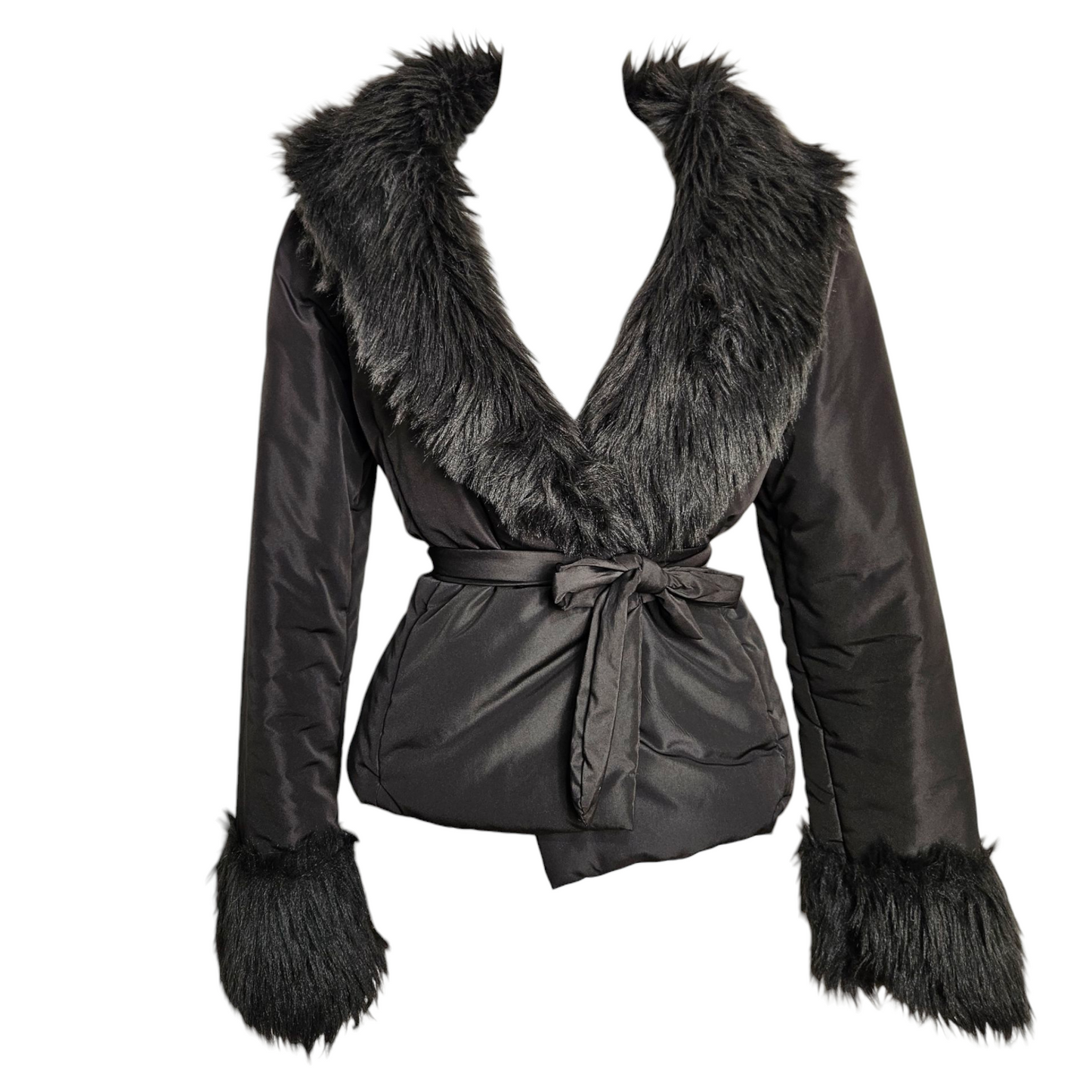 Manteau marron col fausse fourrure