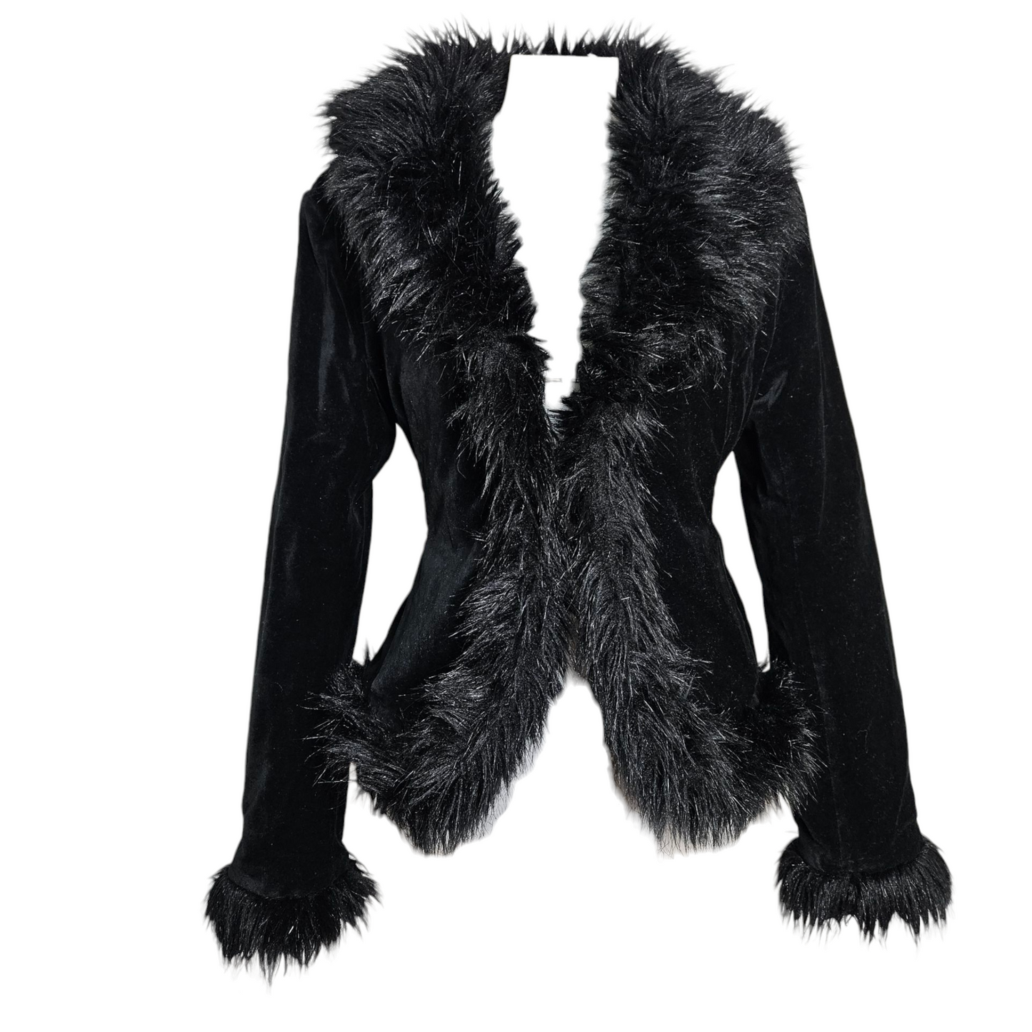 Manteau court velours et fausse fourrure