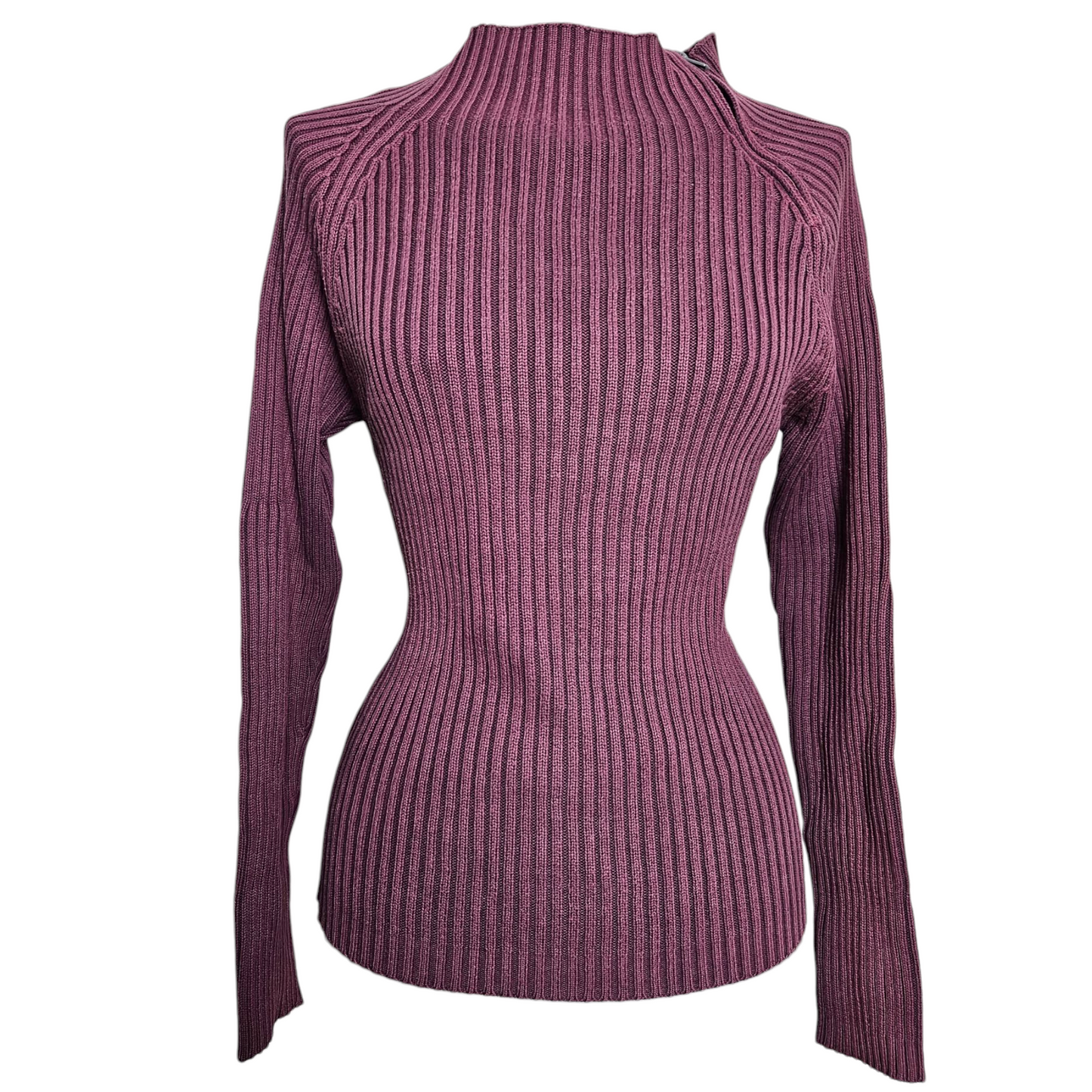 Pull côtelé bordeau à zip