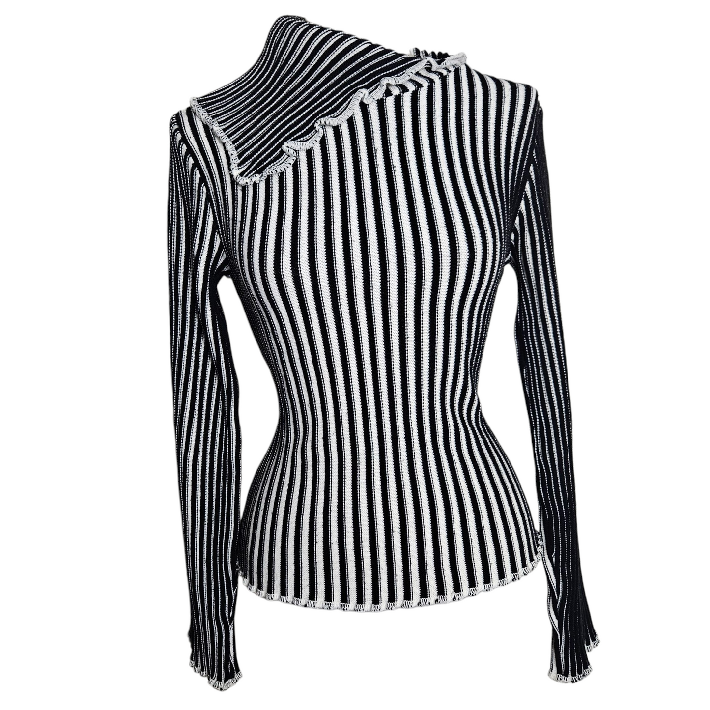 Pull côtelé noir et blanc